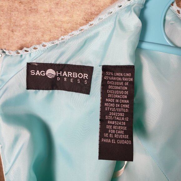 Sag Harbor Linen Maxi Dress, Size 12, Light Blue Embroidered Butterflies 🦋 - Picture 5 of 16